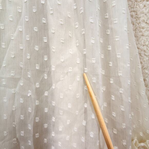 Patrons of Peace Boho Tiered Maxi Dress M Ivory Ruffles Buttons Sheer Prairie - Picture 8 of 10